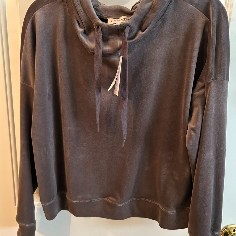 NWT Philosophy hoodie sweater sweatshirt velour velvet top gray small